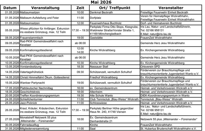 Veranstaltungsübersicht