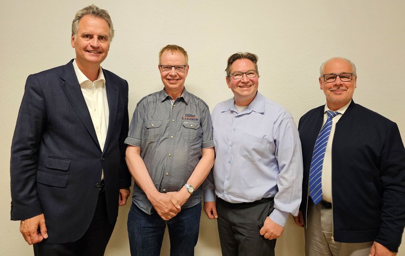 v. l.: Dr. Günter Krings (MdB), Dirk Lammert (stellvertretender Kreisvertrauensapotheker), Dr. Alexander Holz (Kreisvertrauensapotheker) und Dr. Georg Kippels (Parlamentarischer Staatssekretär beim Bundesminister für Gesundheit)